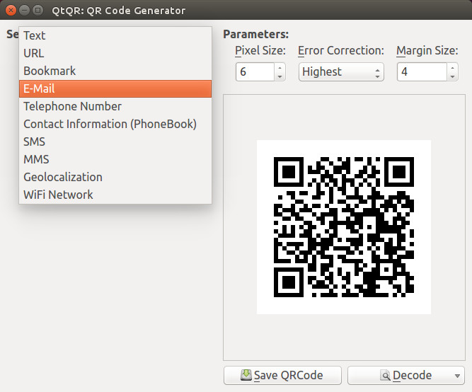 Decode or Generate QR Codes in Ubuntu with QtQR and zbar-tools