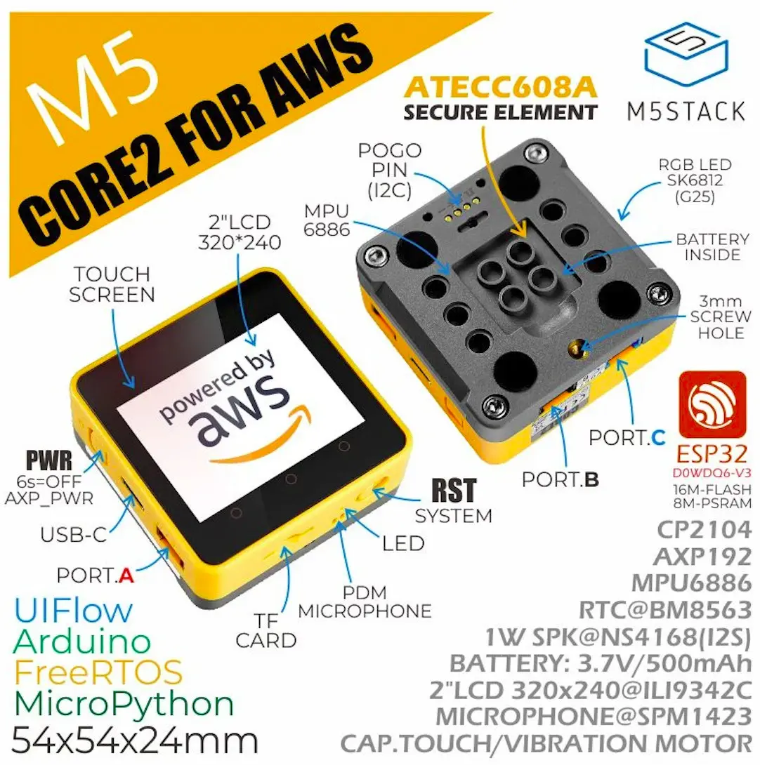 Aws Iot Edukit Leverages M5stack Core2 Esp32 Hardware Cnx Software