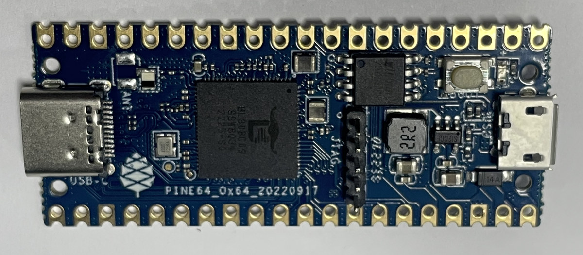 Pine64 Ox64 is an upcoming single board computer powered by Bouffalo Lab BL808 dual-core 64-bit/32-bit RISC-V processor with up to 64MB embedded RAM, 