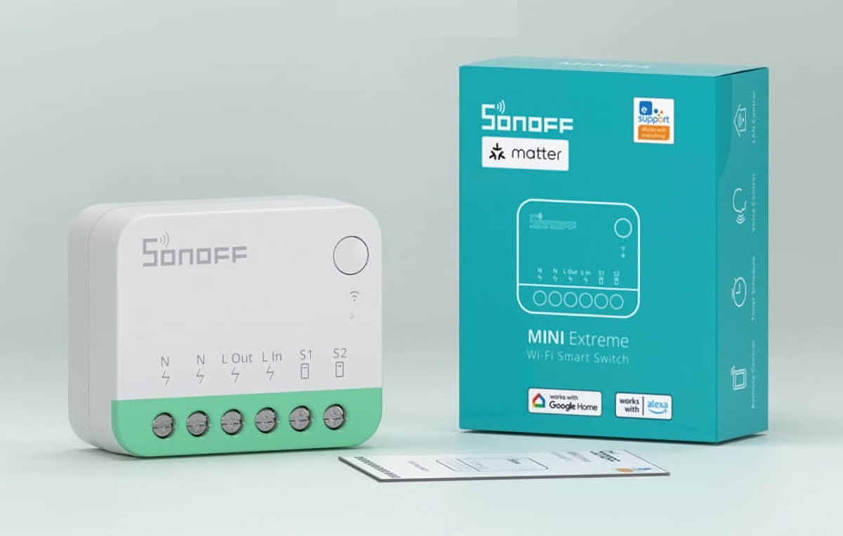 SONOFF MINI Extreme (MINIR4) ESP32 WiFi smart switch can fit into most gang  boxes - CNX Software