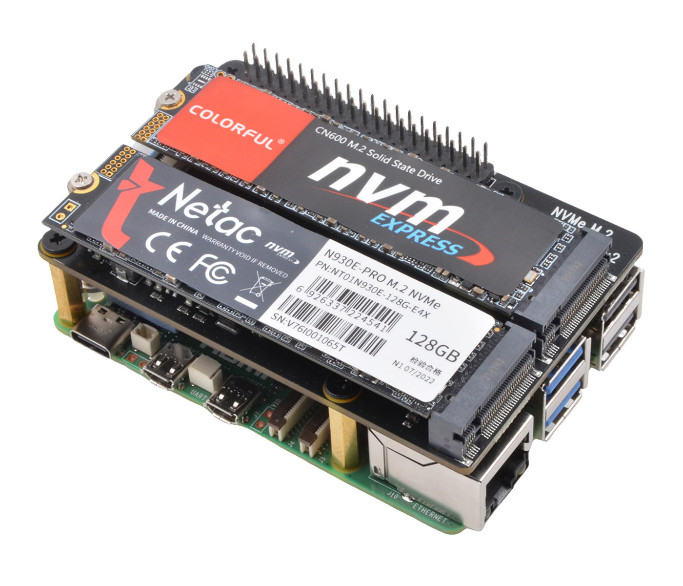 Add two M.2 NVMe SSDs to Raspberry Pi 5 with Geekworm X1004 HAT+ - CNX  Software