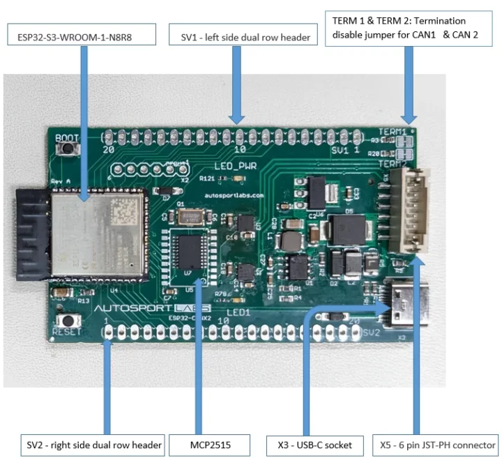 Autosport Labs ESP32-S3 CAN Bus Board