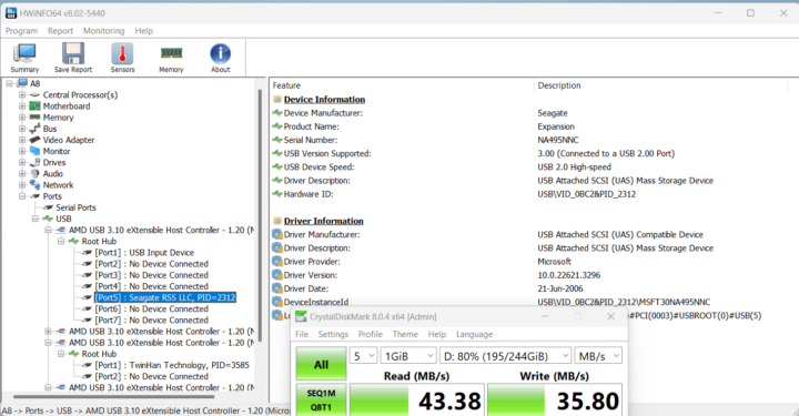 GEEKOM A8 USB 2.0 Port Speed