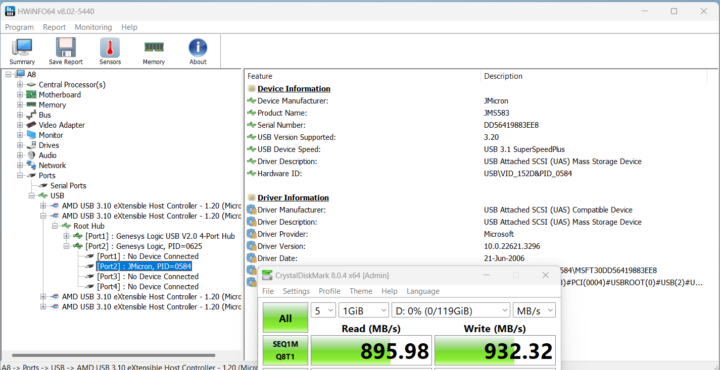 GEEKOM A8 USB 3.2 port 1 speed