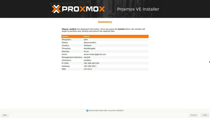 Proxmox installation test