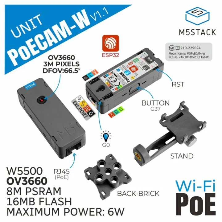 M5Stack PoE Camera with Wi Fi Specifications