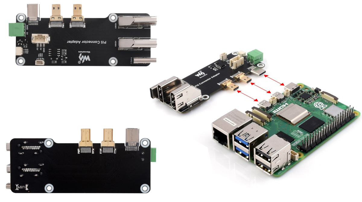 Micro HDMI to HDMI Multifunctional Adapter for Raspberry Pi 5 or Pi 4B
