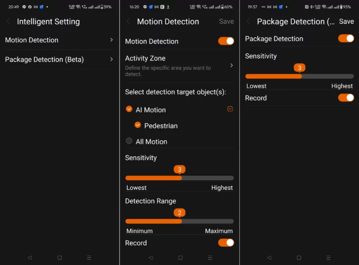 Napcat Intelligent Settings Motion Detection Package Detection