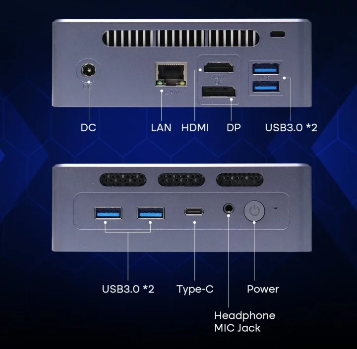 Ninkear N9 Intel Processor N95 mini PC ports