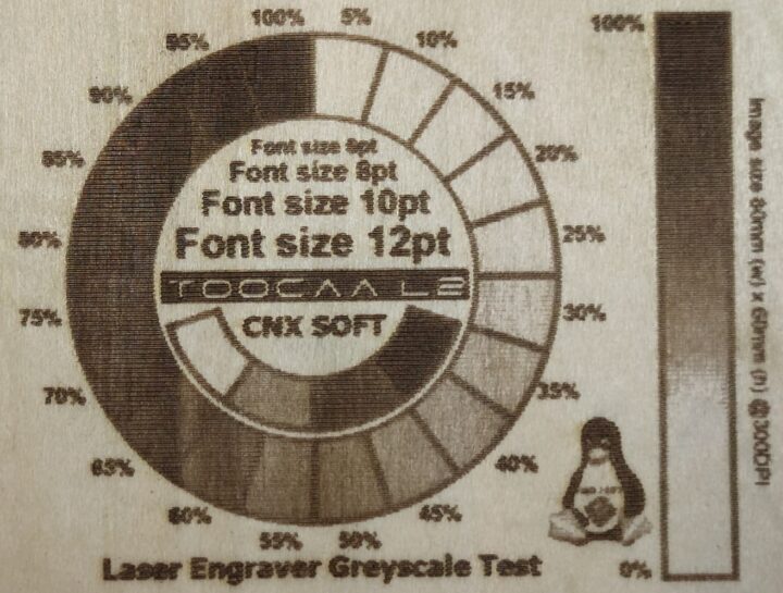 TOOCAA L2 cnxsoft test pattern laser engraver