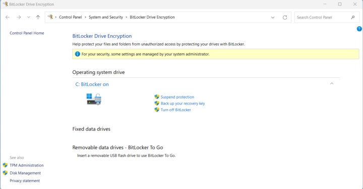 Windows 11 BitLocker Drive Encryption