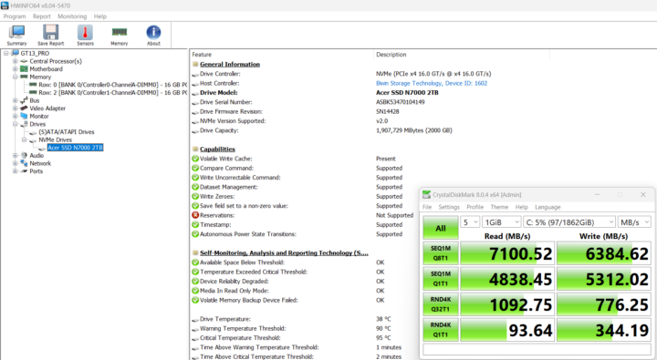 CrystalDiskMark Acer SSD N7000 2TB