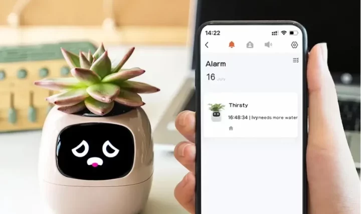 Flower pot detects when flower is thirsty