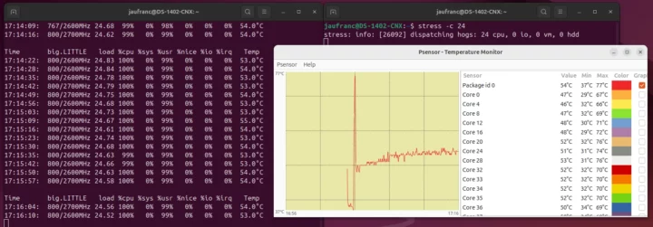 Intel Core i9-12900E Stress Test Ubuntu 24.04