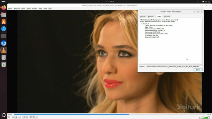 Beauty VLC h.265 codec 4k 30fps