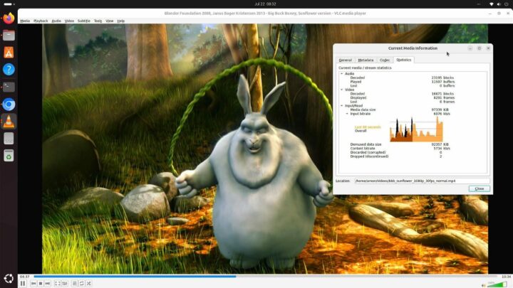 LattePanda mu ubuntu 24.04 VLC mp4 1080 30fps