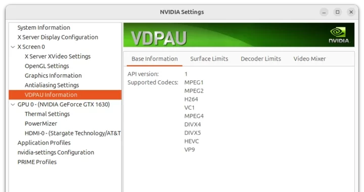 NVIDIA GTX 1630 GPU Supported Codecs