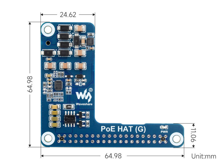 PoE HAT G dimensions