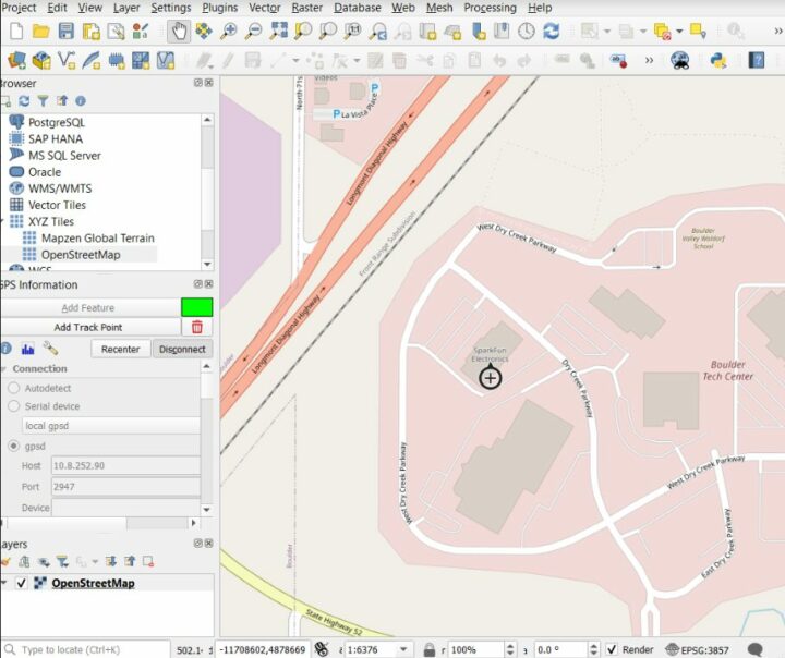 SparkFun RTK EVK QGIS OpenStreet Map