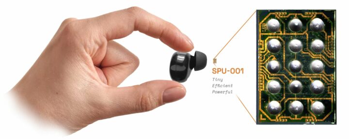 hand earbud image showing spu-001 chip