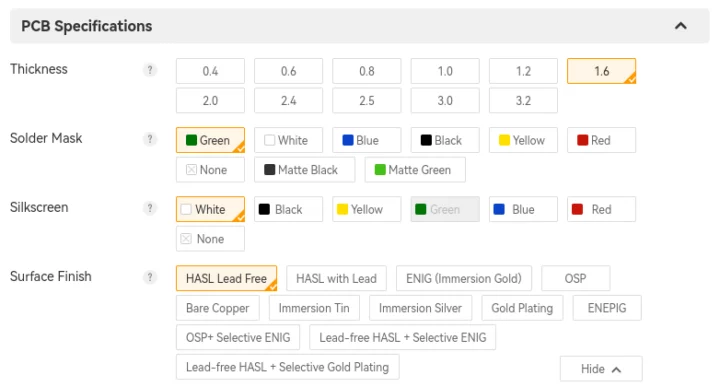 ALLPCB Surface Finish Options