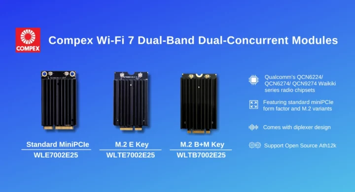 Compex Wi-Fi 7 Dual-Band Dual-Concurrent M.2 mPCIe Modules