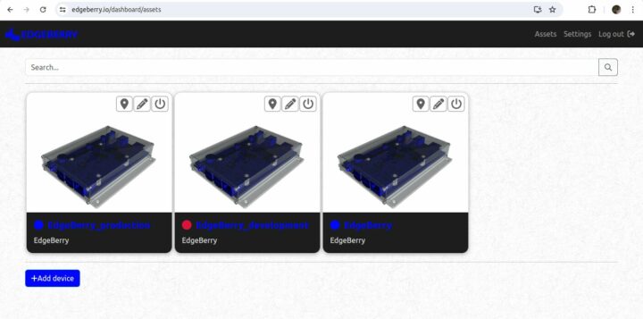 Edgeberry dashboard for managing Raspberry Pi IoT devices