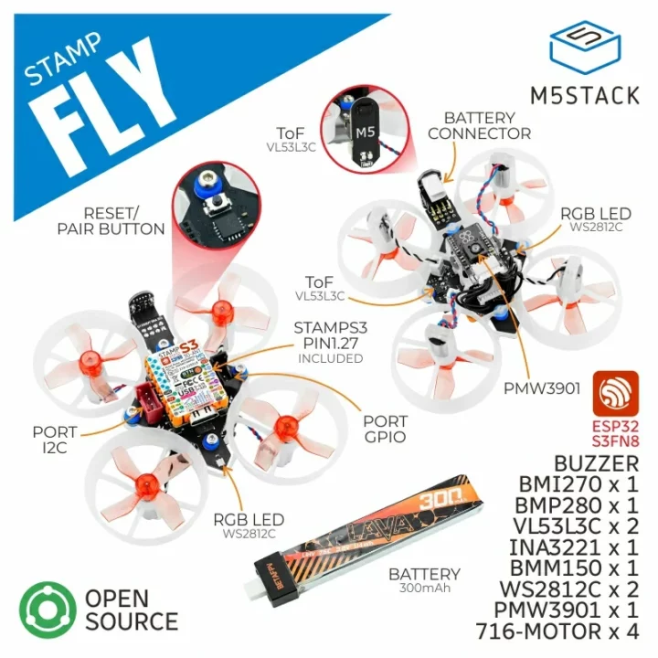 M5Stamp Fly drone specifications