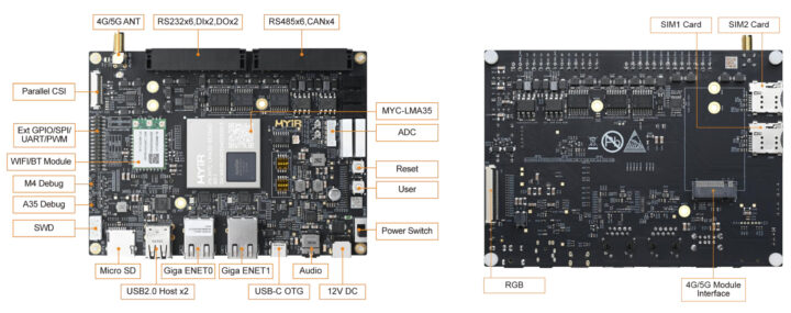 MYD-LMA35 Development Board Top and Bottom