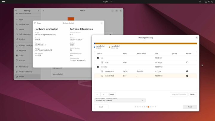 Ubuntu 24.04 partition confirmation