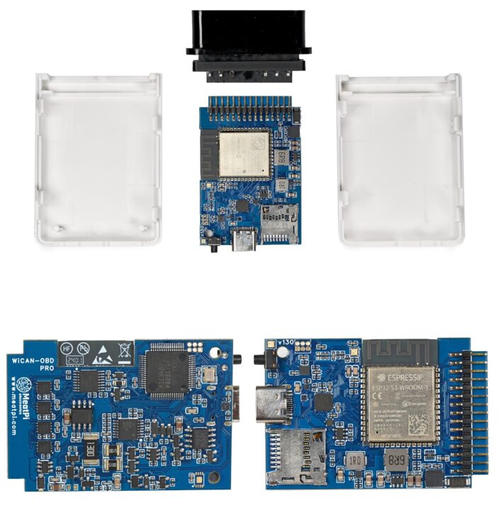 ESP32-S3-based OBD scanner WiCAN Pro PCB front and back