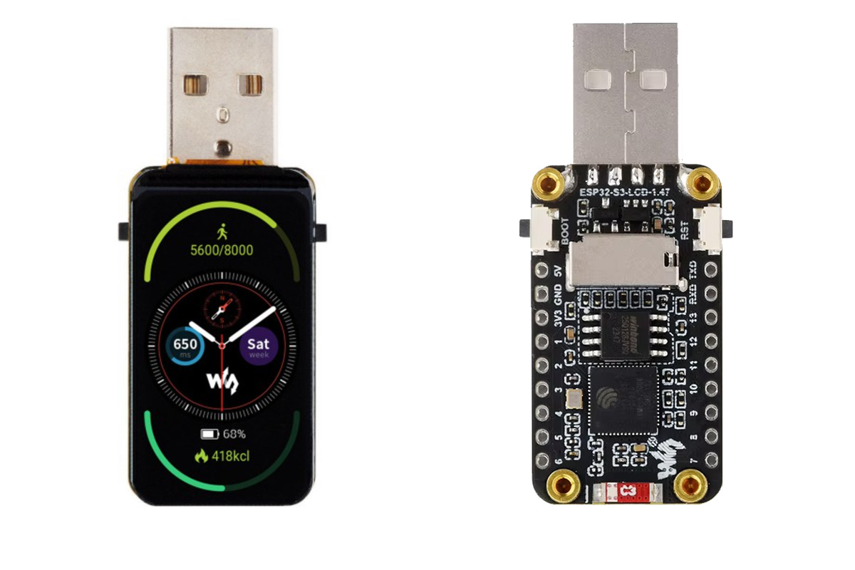 ESP32-S3 USB dongle integrates 1.47-inch TFT LCD display - CNX Software