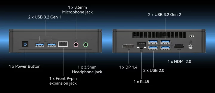 Intel N100 mini PC 9-pin GPIO header