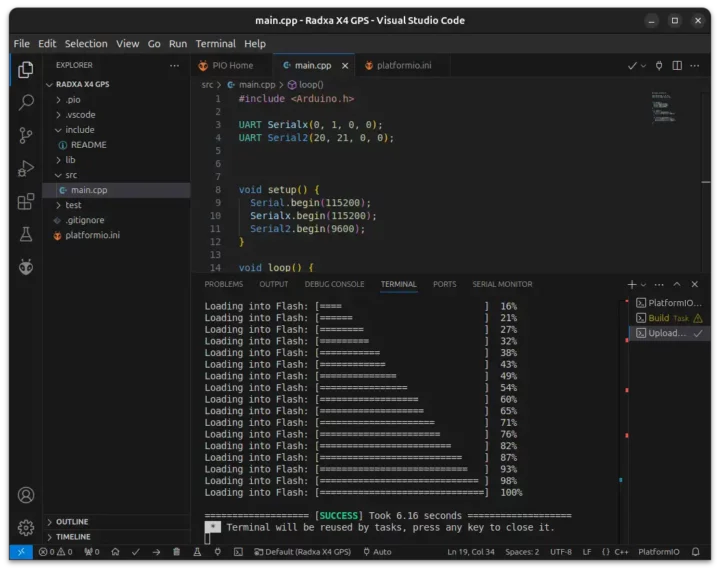 Radxa X4 GPIO test Visual Studio upload