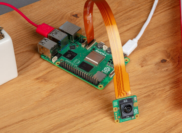 Raspberry Pi AI camera connected to Raspberry Pi 5