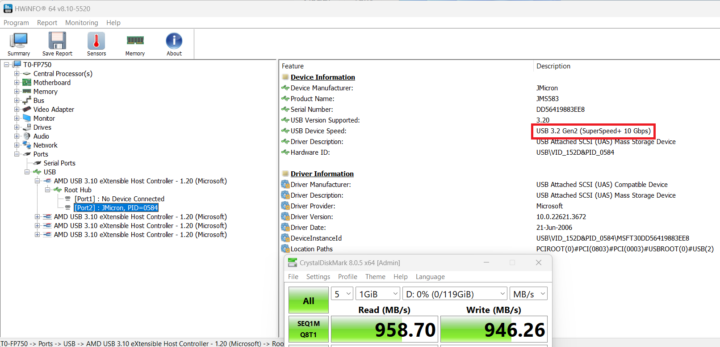 USB 3.2 Type-C read speed test