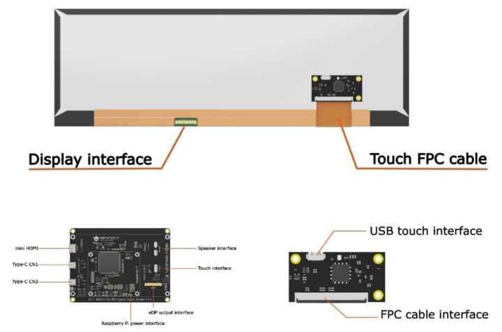 14-inch IPS touch display, driver board and touch control board