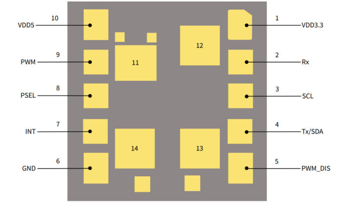 PASCO2V15 XENSIV PAS CO2 Sensor Pinout Diagram