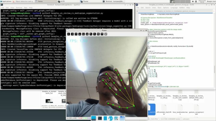 Testing BeagleY-AI with MediaPipe's Gesture Recognition.