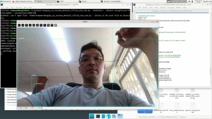 Testing BeagleY-AI with MediaPipe's Object Detection.