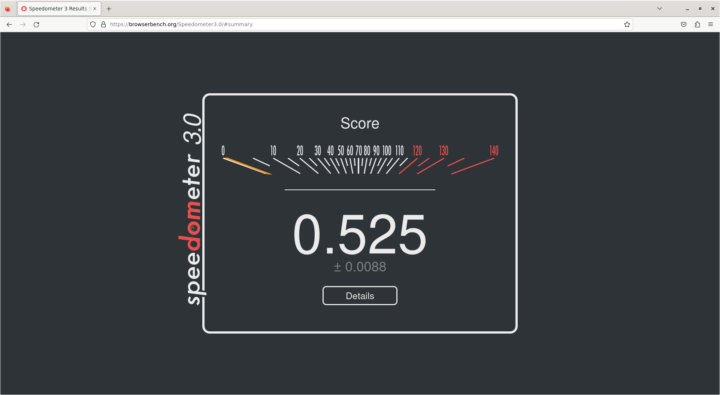 Testing Firefox ESR with Speedometer 3.0.