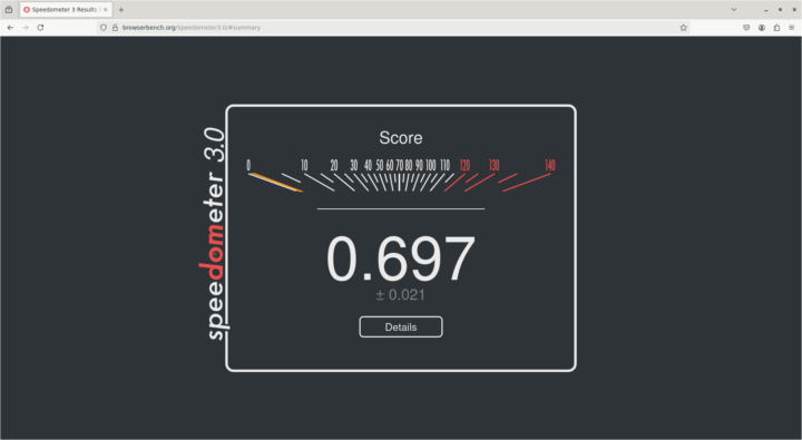 Testing Firefox Nightly with Speedometer 3.0.