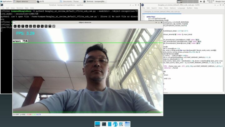 Testing TensorFlow Lite in realtime (1280x720).