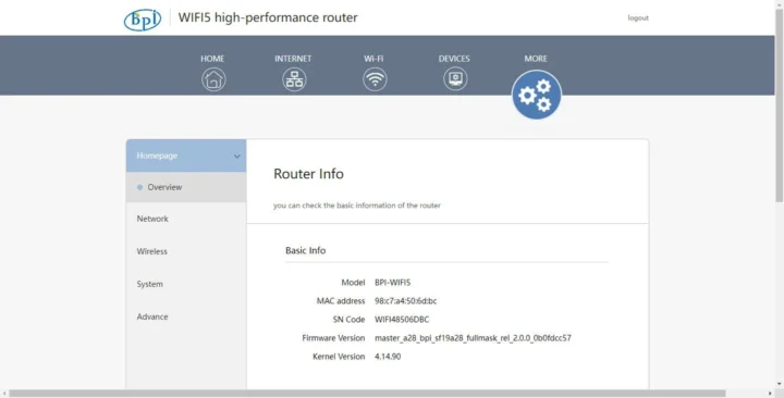 Banana Pi BPI WiFi5 router web configuration