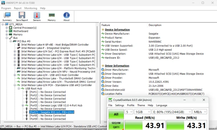 GEEKOM GT1 Mega USB 2.0 port speed