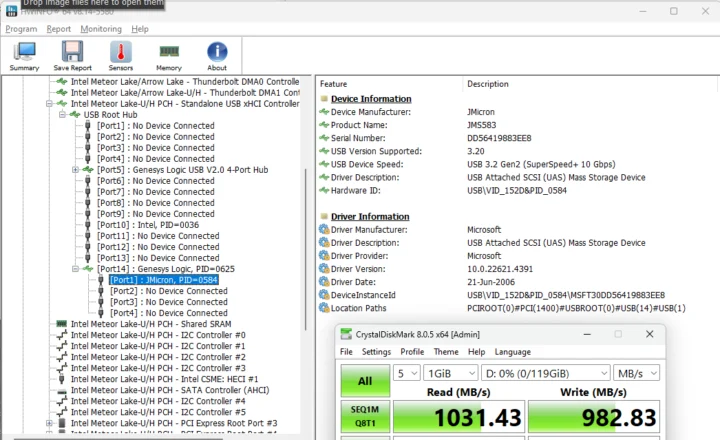 GEEKOM GT1 Mega front left USB-A speed