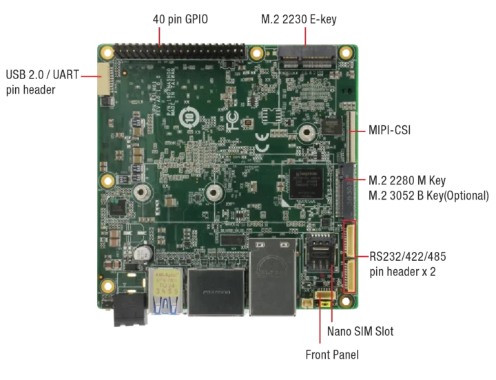 Intel Alder Lake N SBC 40 pin Raspberry Pi header