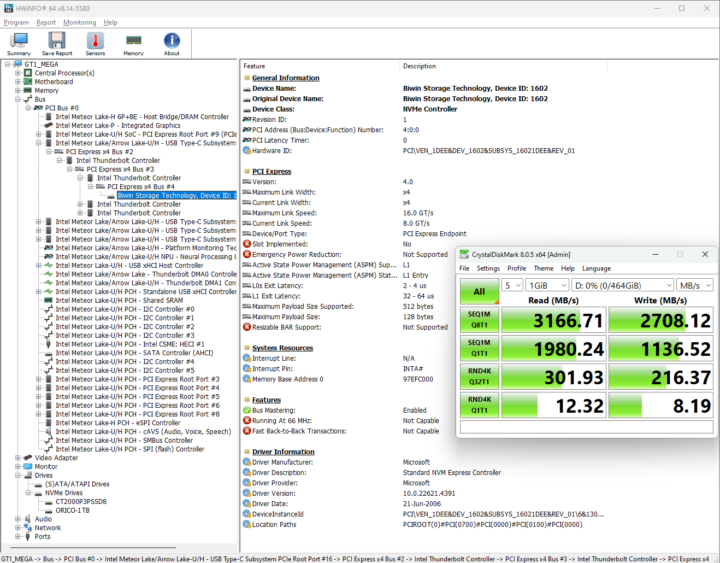 ORICO COM2-T3 Thunderbolt 4 speed test