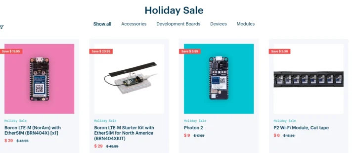 Particle IoT boards black friday holiday sale