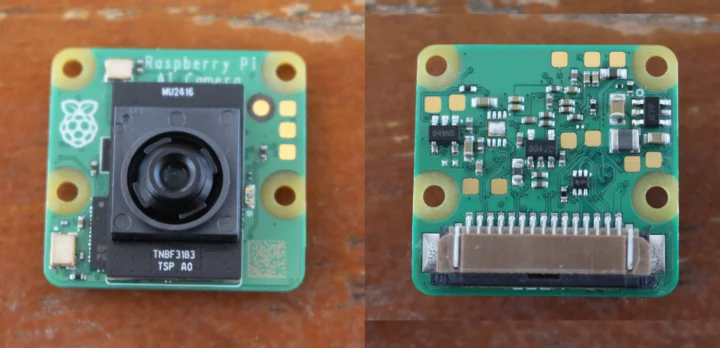 Raspberry Pi AI camera board closeup